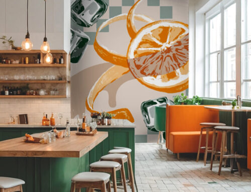 Muurschildering Jus d’orange voor dit hippe café